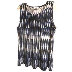 Calvin Klein Womens Polka Dotted Blue Purple White Sleeveless Women's Top XL